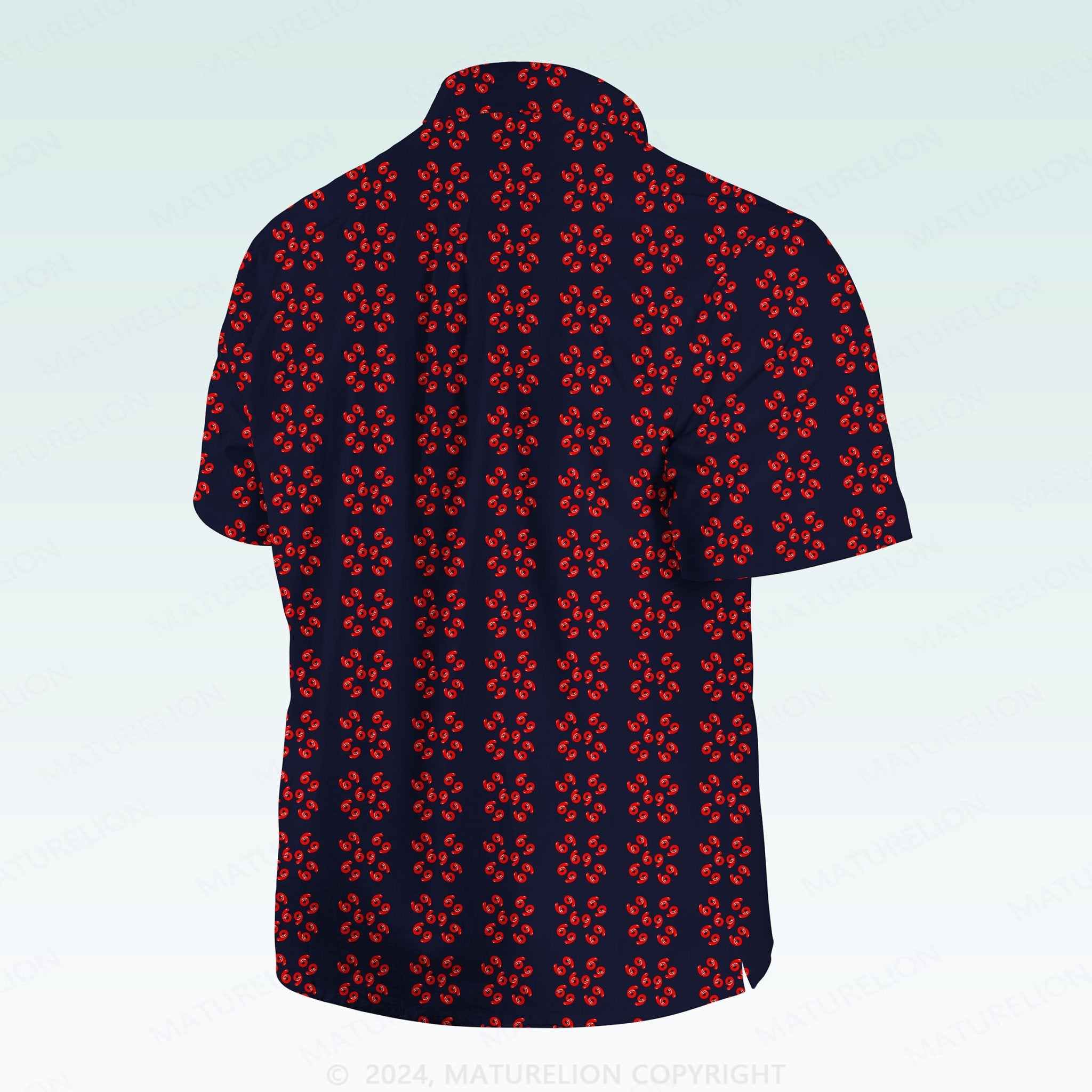 Maturelion Men's Button Pocket Shirt69 Innuendo Beach Hawaiian Shirt