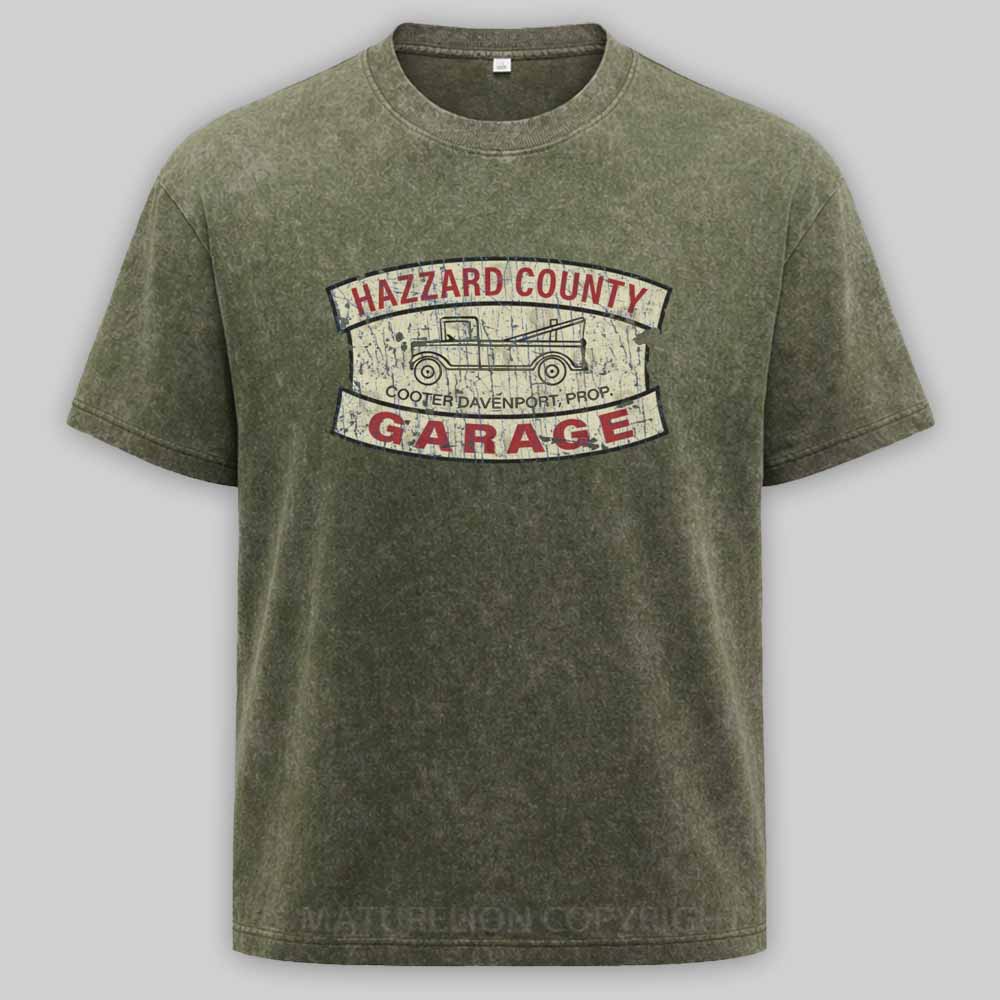 Maturelion Hazzard County Garage 1979 Washed T-shirt