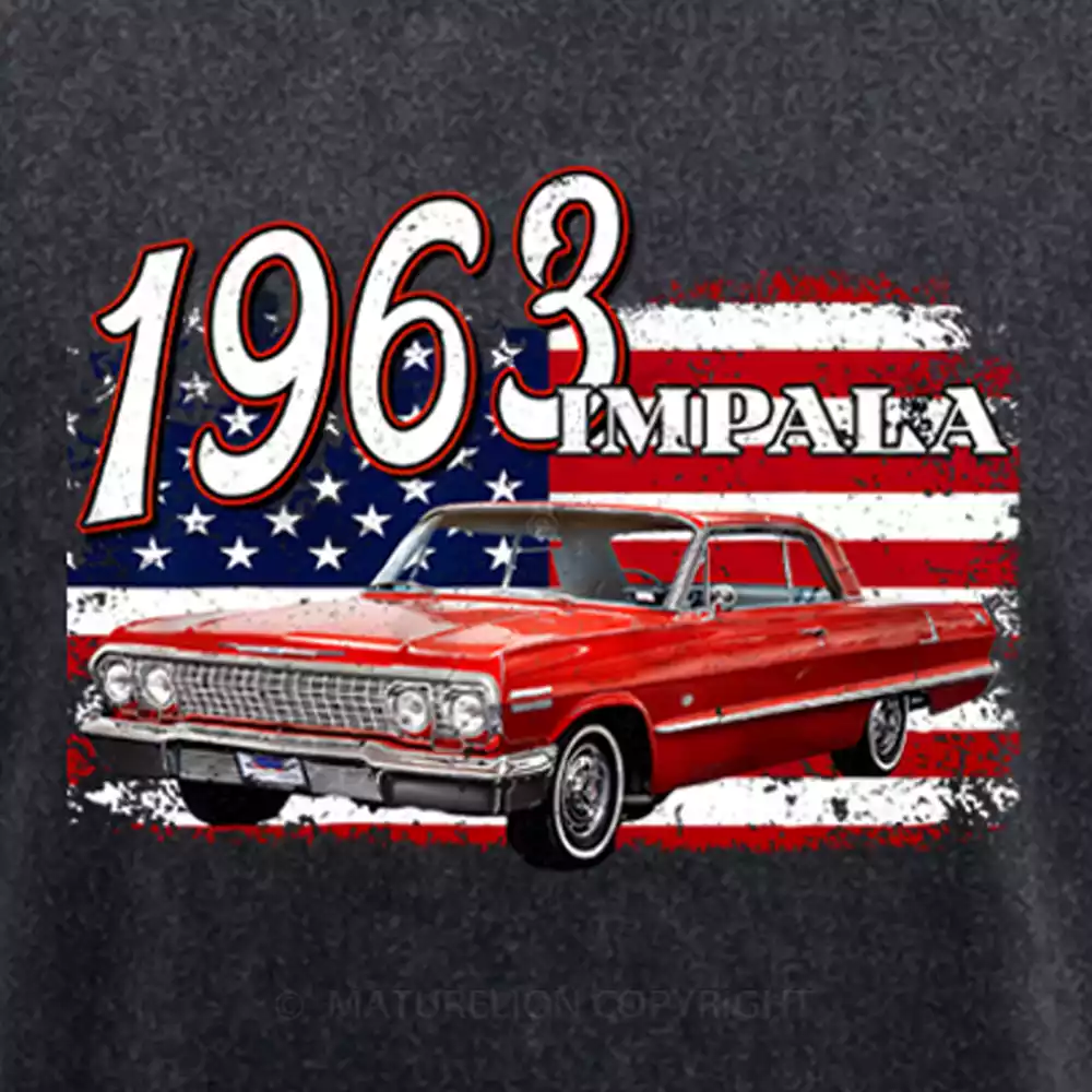 Maturelion 1963 63 Impala Lowrider Ss 4th Of July American Washed T-shirt