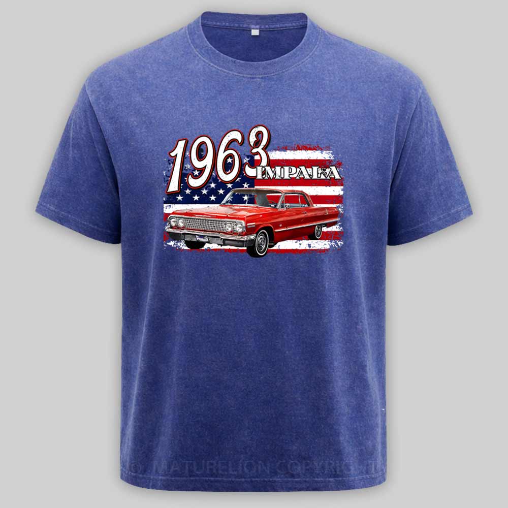 Maturelion 1963 63 Impala Lowrider Ss 4th Of July American Washed T-shirt
