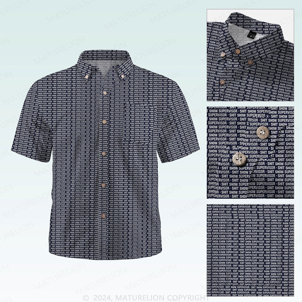 Maturelion Men's Button Pocket ShirtShit Show Supervisor Hawaiian Shirt