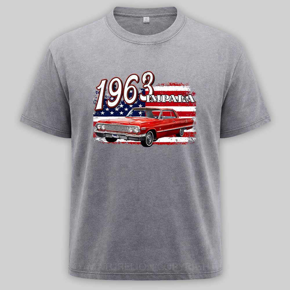 Maturelion 1963 63 Impala Lowrider Ss 4th Of July American Washed T-shirt