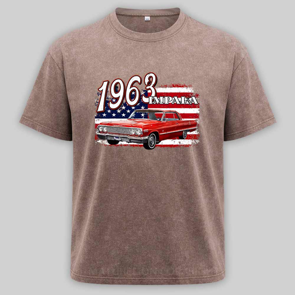 Maturelion 1963 63 Impala Lowrider Ss 4th Of July American Washed T-shirt
