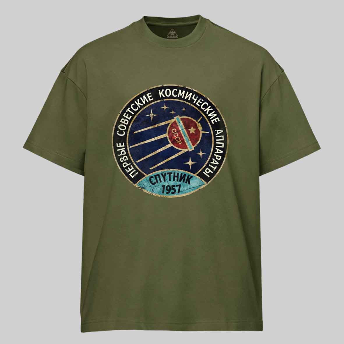 Maturelion Vintage Blue Badge Спутник V01 Cotton T-shirt