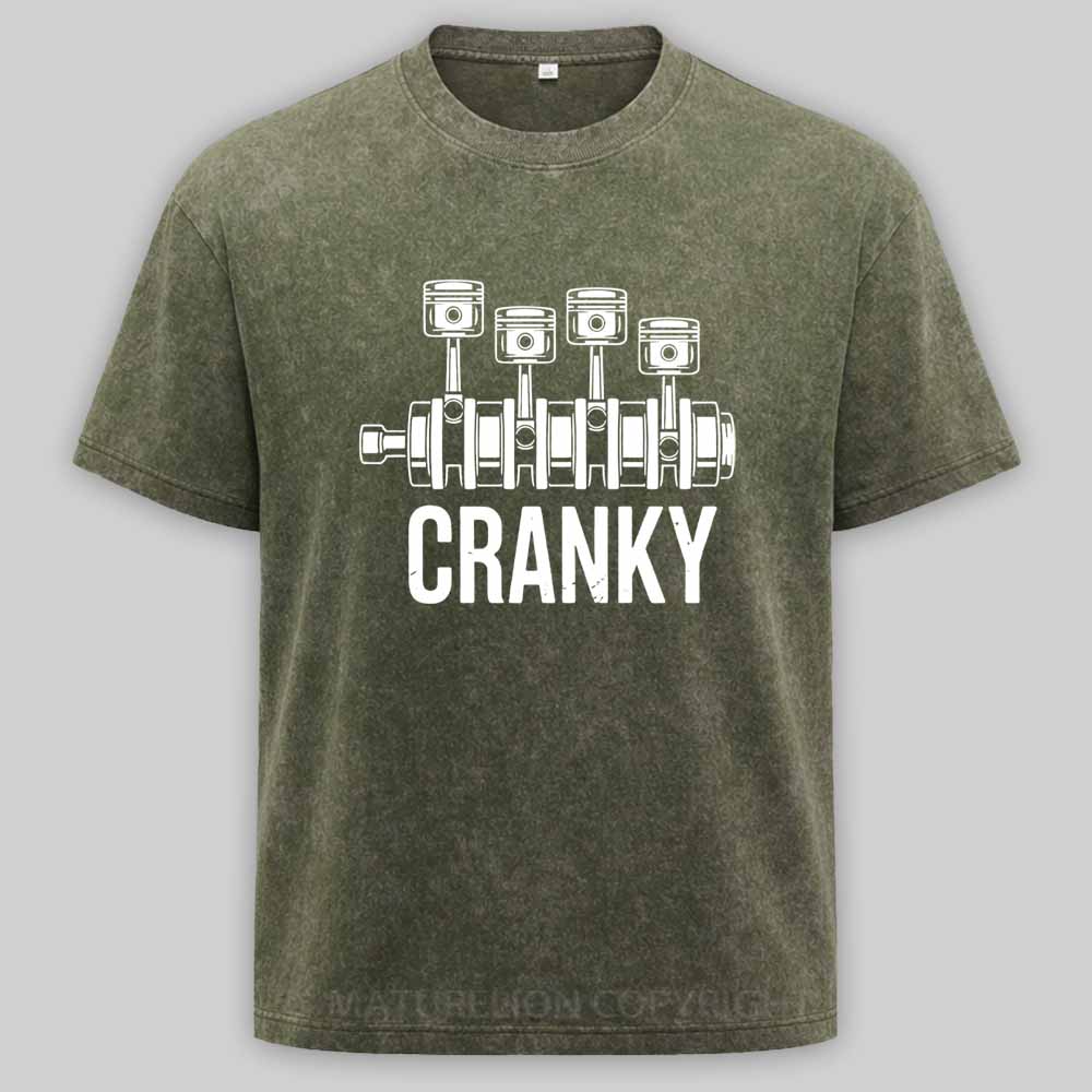 Maturelion Cranky Car Engine Washed T-shirt
