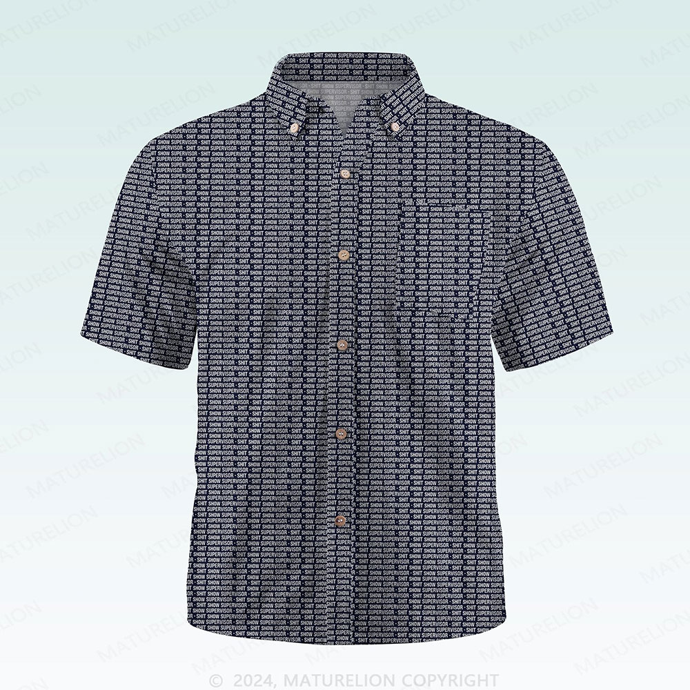 Maturelion Men's Button Pocket ShirtShit Show Supervisor Hawaiian Shirt
