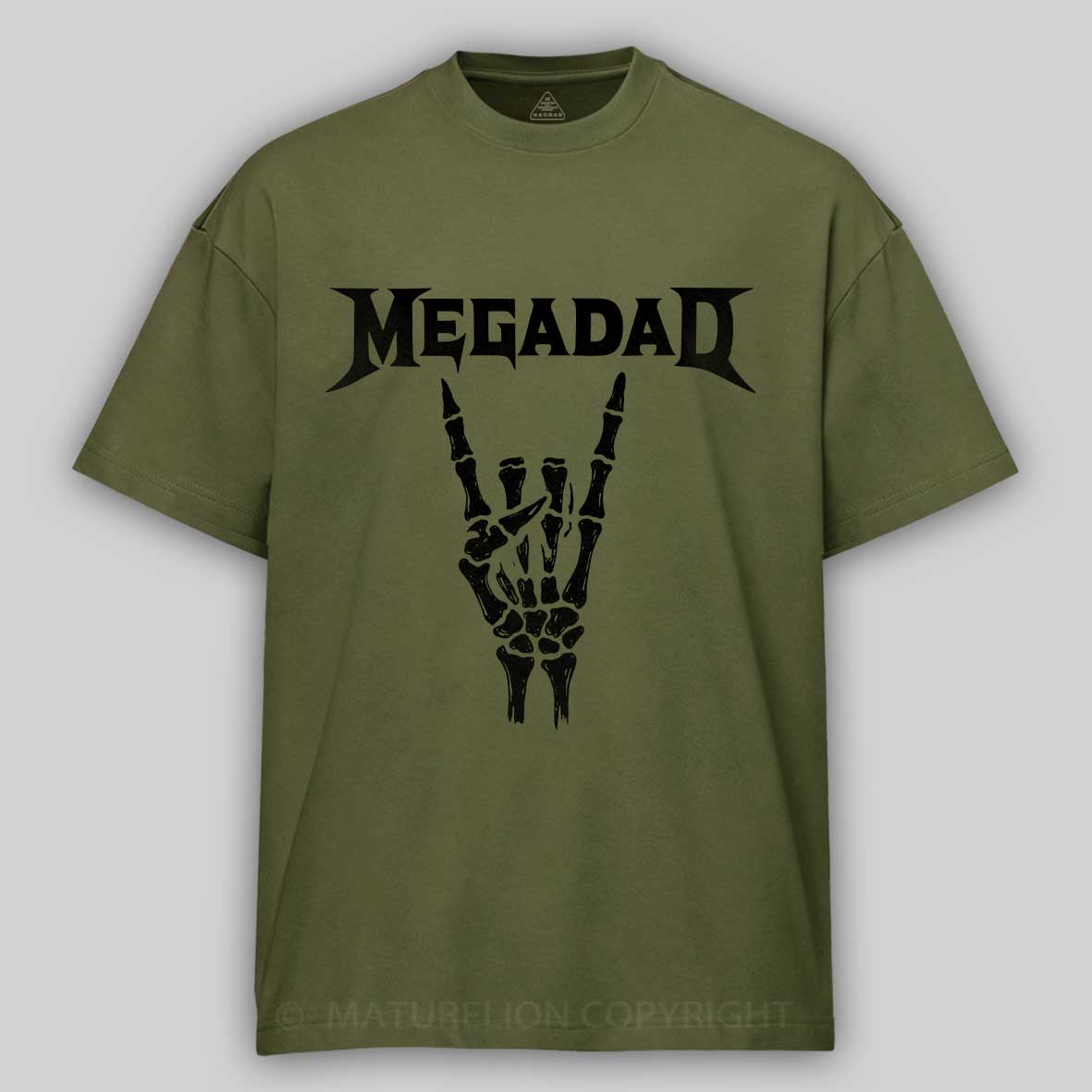 Maturelion Men's T-shirt Megadad Retro 90s Hard Rock Band Heavy Metal Father's Day T-shirt