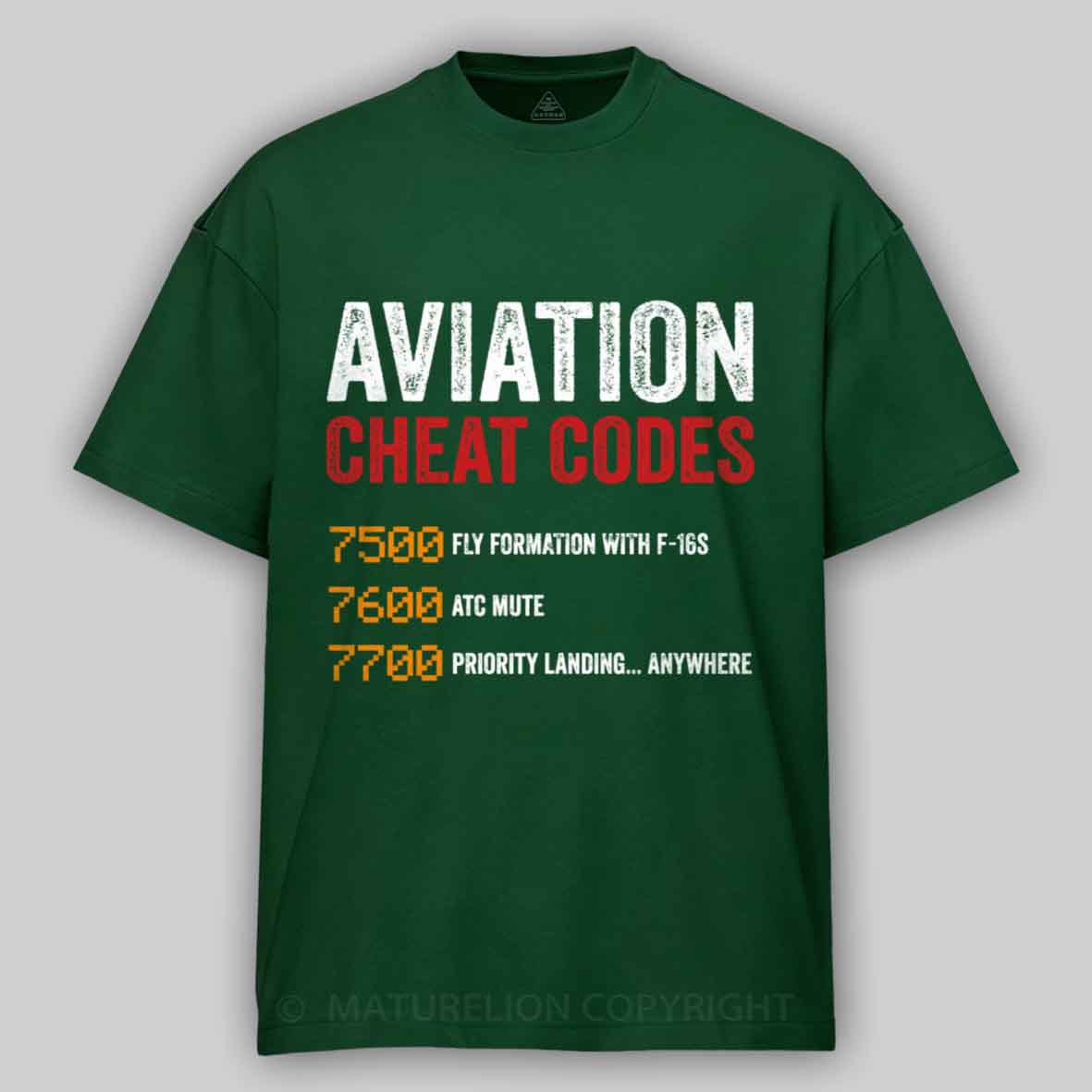 Maturelion Aviation Cheat Codes Pilot Funny Aviation Lover Cotton T-shirt