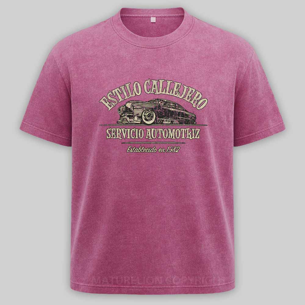 Maturelion Estilo Callejero Servicio Automotriz 1982 Washed T-shirt