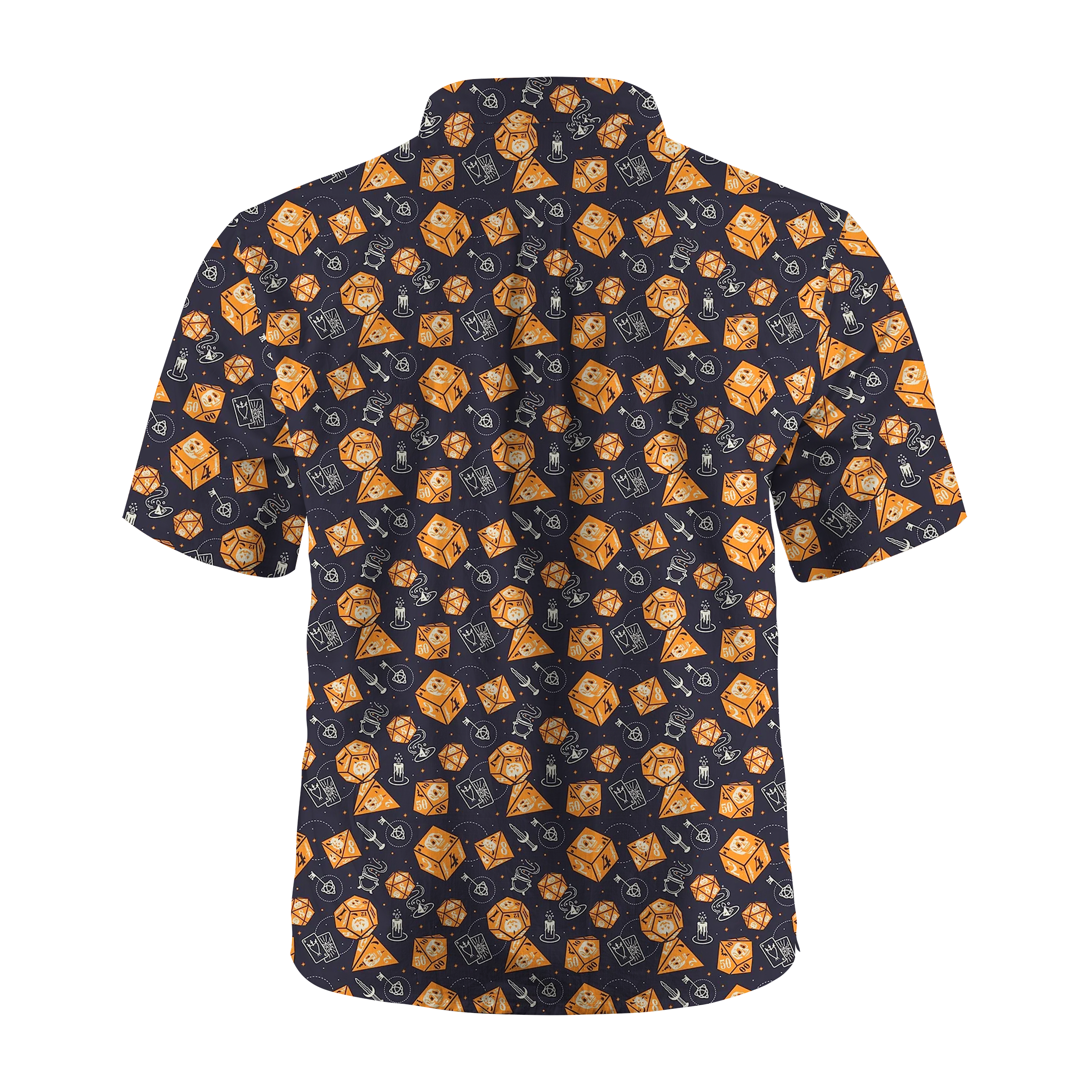 Maturelion Dnd Orange Dice & Spooky Icons Halloween Hawaiian Shirt