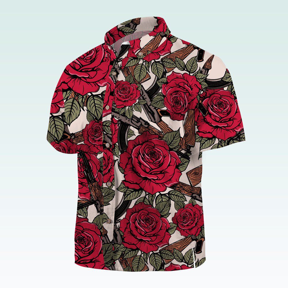 Maturelion Men's Button Pocket Shirt Harper Rose Allover Print Short Sleeve Shirt