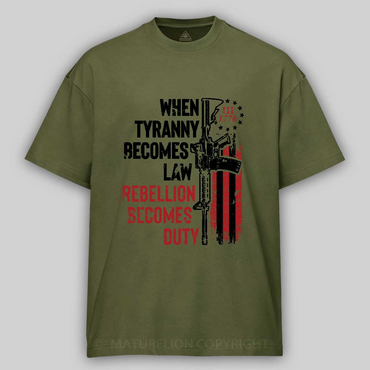 Maturelion Men's T-shirt WHEN TYRANNY BECOMES LAW, REBELLION BECOMES DUTY Cotton T-shirt