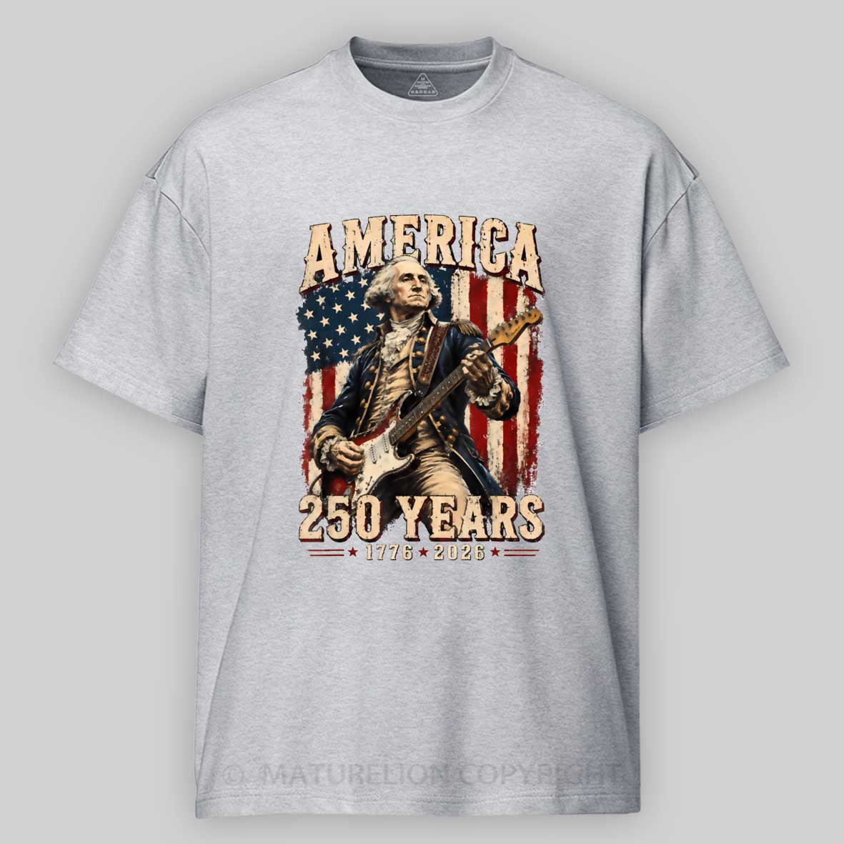Maturelion George Washington Playing Guitar 250 Anniversary T-shirt 