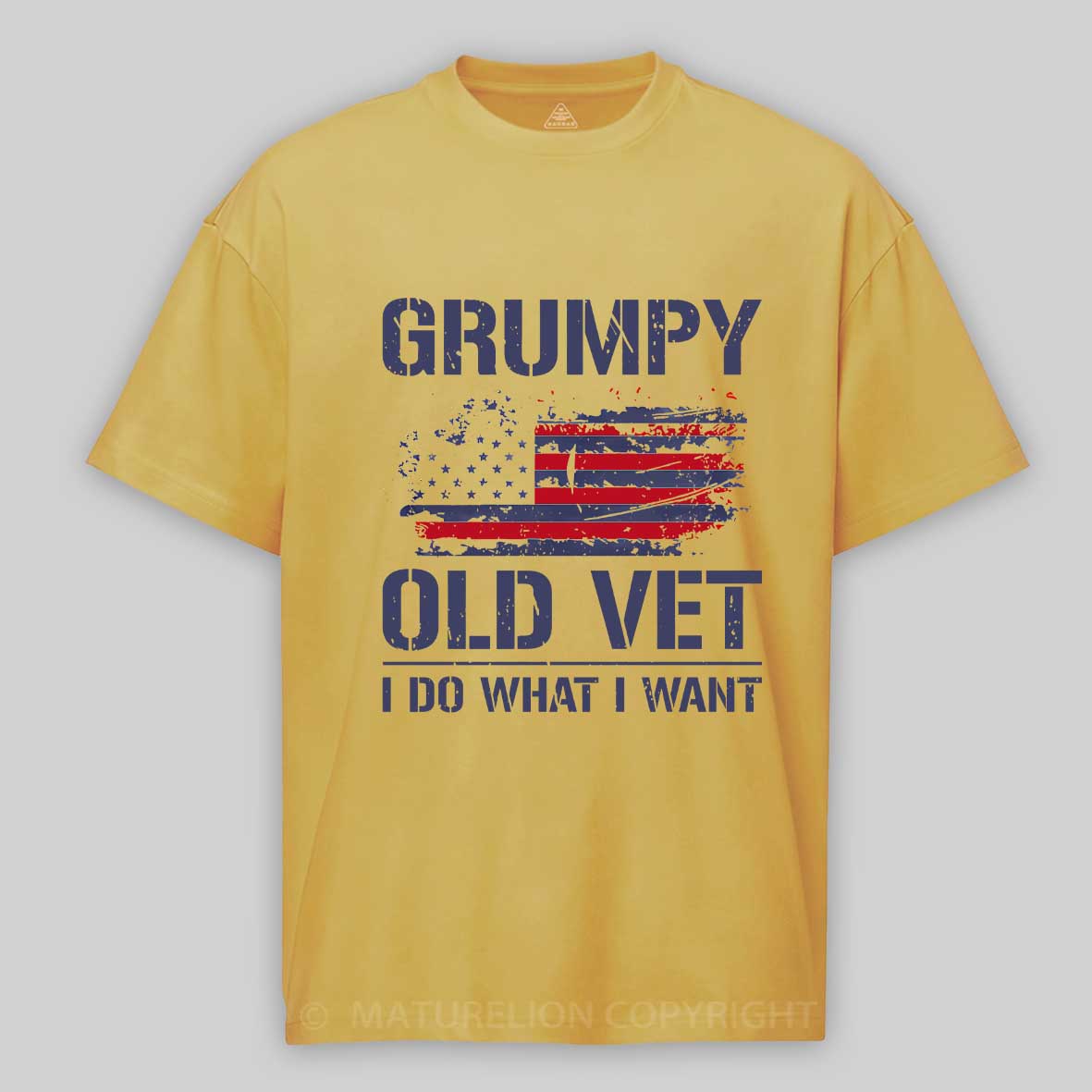 Maturelion Grumpy Old Vet I Do What I Want Retro Patriotic Cotton T-shirt