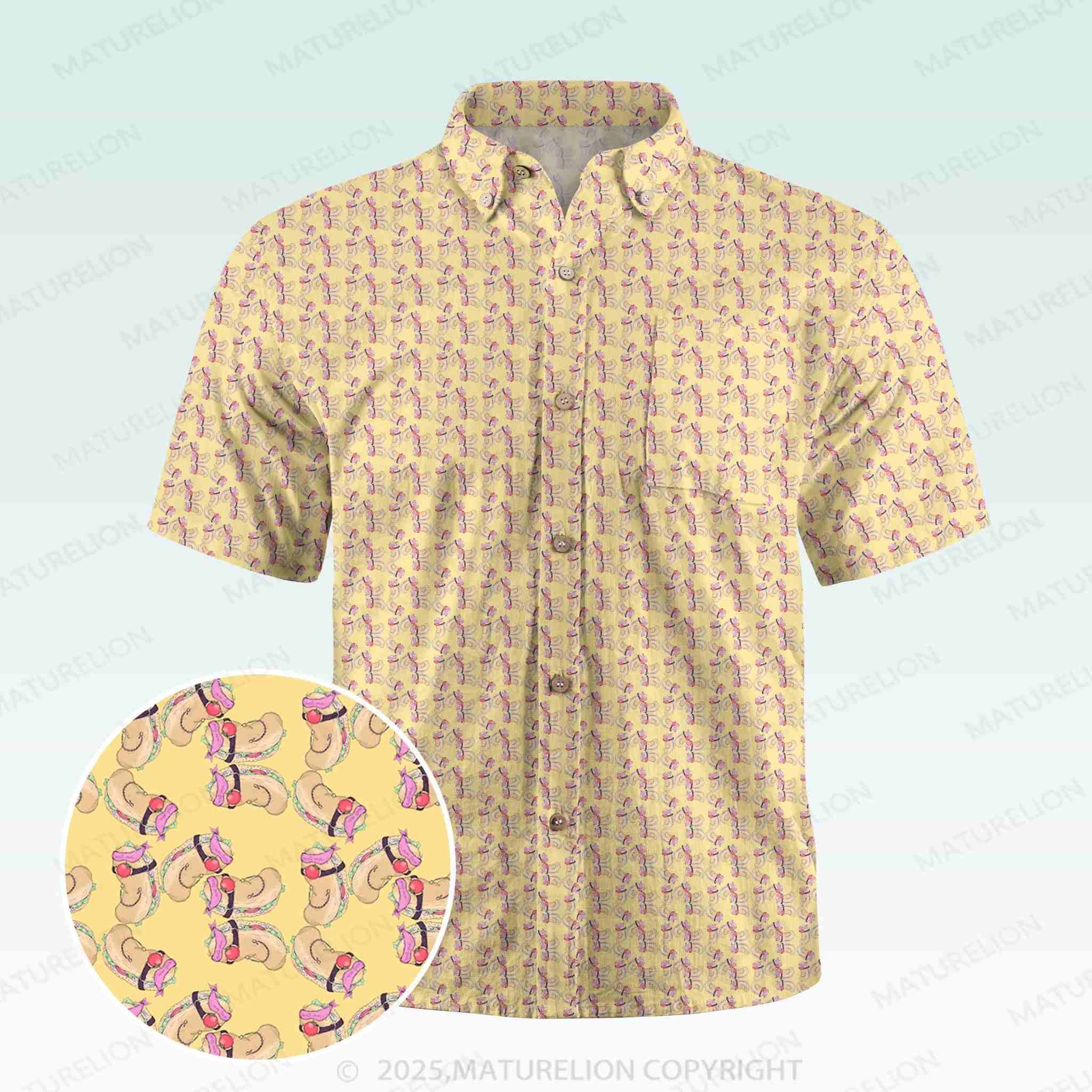 Maturelion Men's Button Pocket ShirtInnuendo Beach Hawaiian Shirt