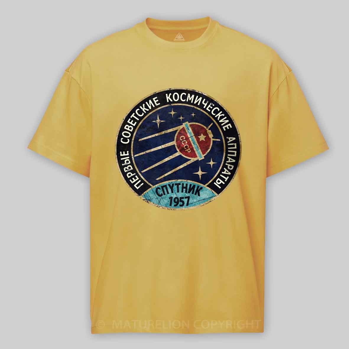 Maturelion Vintage Blue Badge Спутник V01 Cotton T-shirt