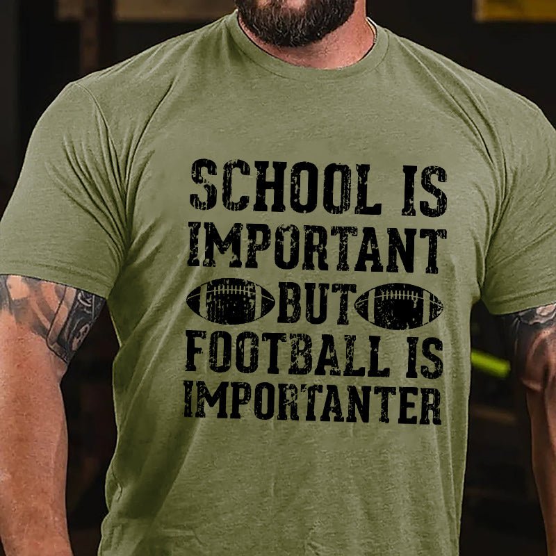 Super Bowl School Is Important But Football Is Importanter Cotton T-shirt-Maturelion