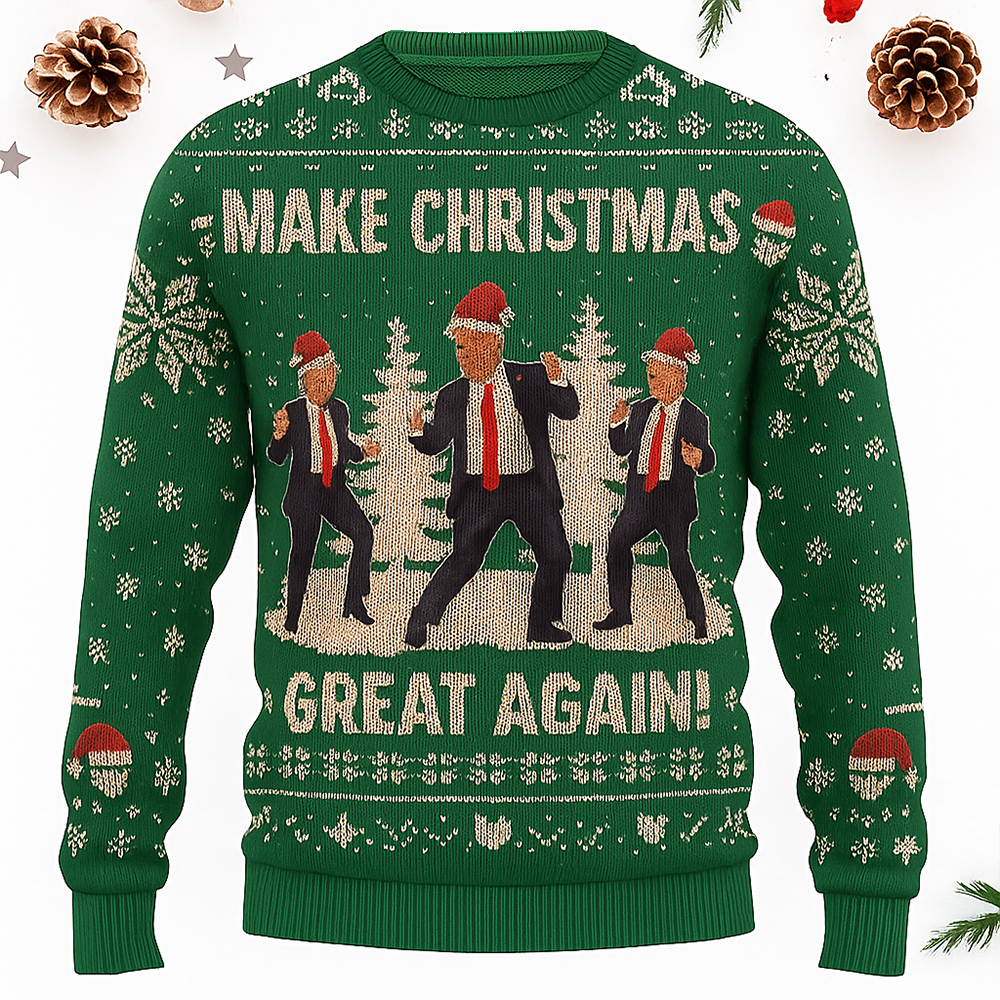 Maturelion Funny Trump Dancing Christmas Ugly Sweater
