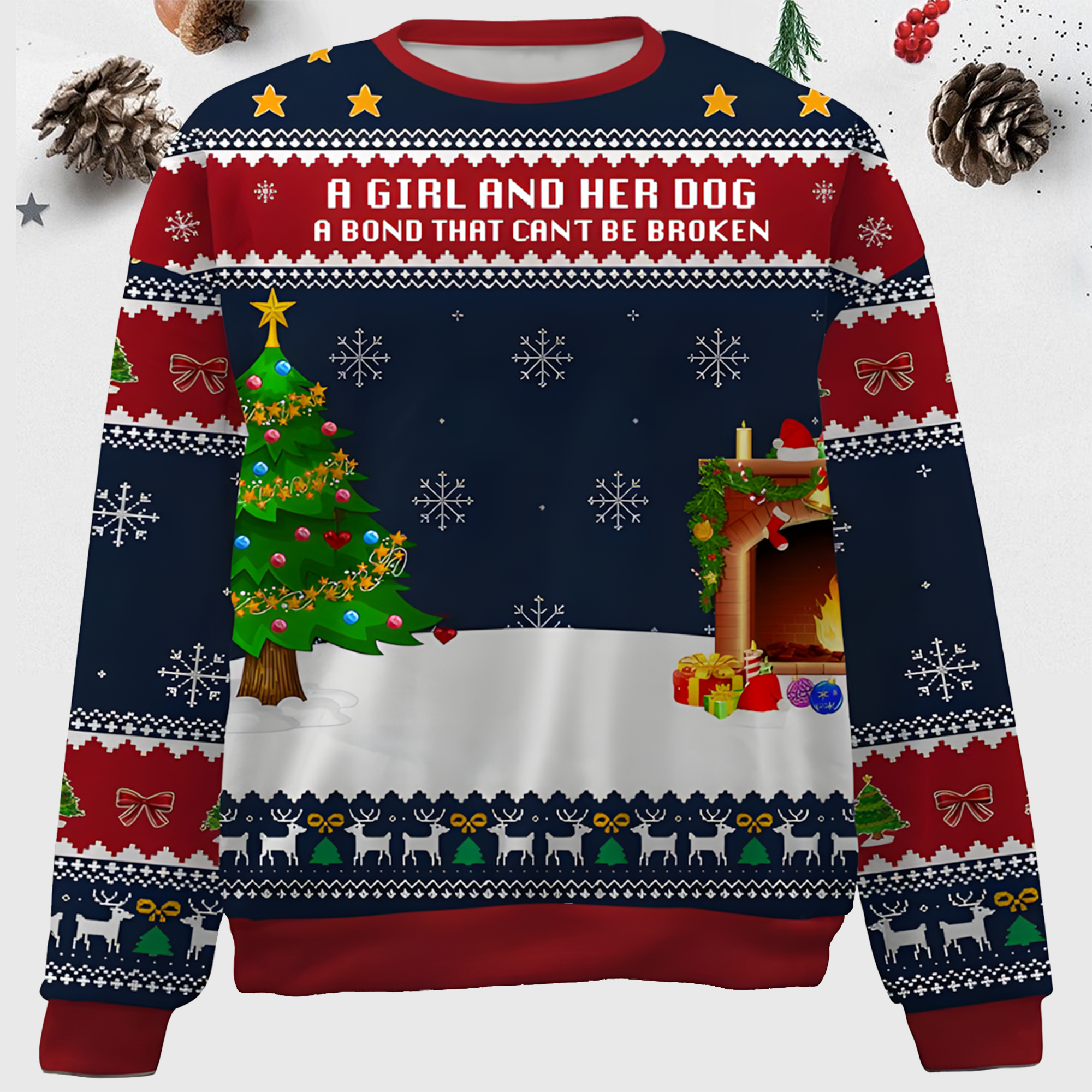 Maturelion A Girl And Her Dog Custom Photo Gift for For Dog Moms Christmas Sweater