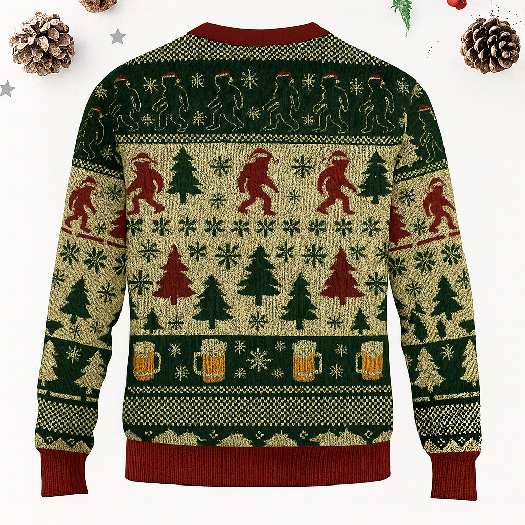 Maturelion Bigfoot Stole My Beer Christmas Ugly Sweater