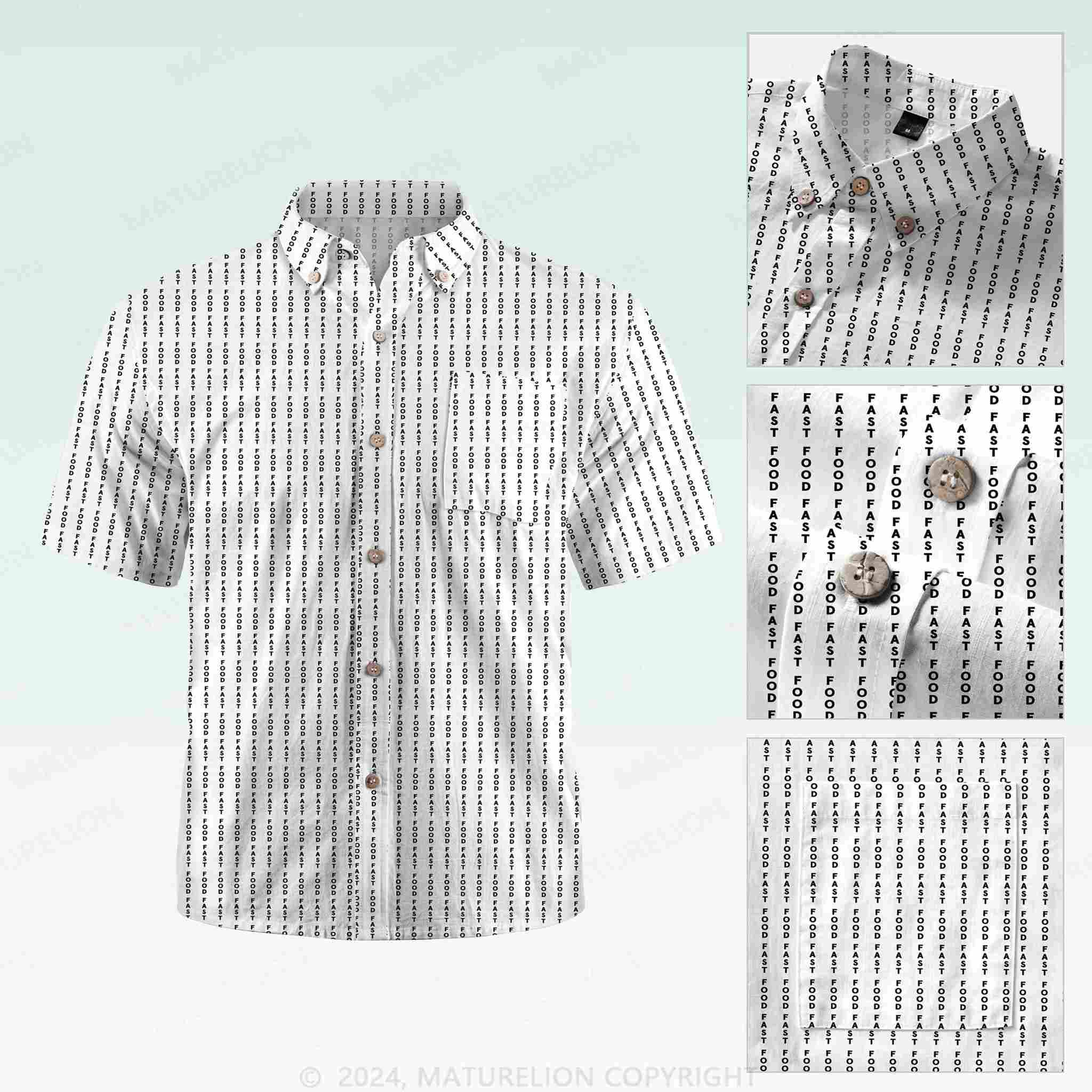 Maturelion Men's Button Pocket ShirtFast Food Hawaiian Shirt