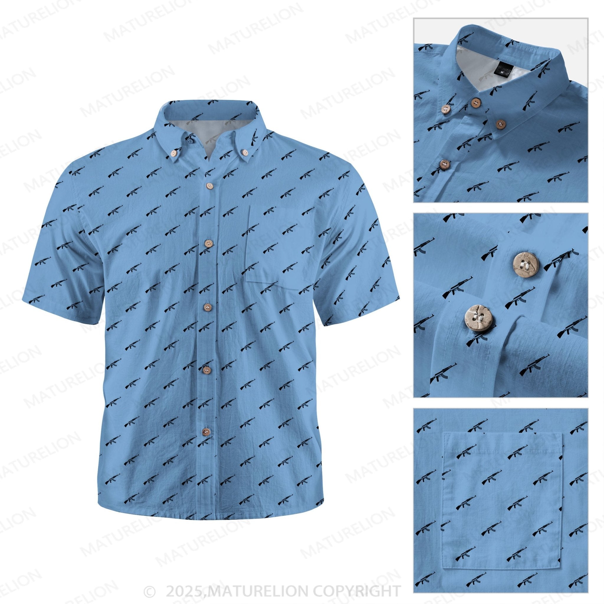 Maturelion Ocean Wave Button Up Shirt