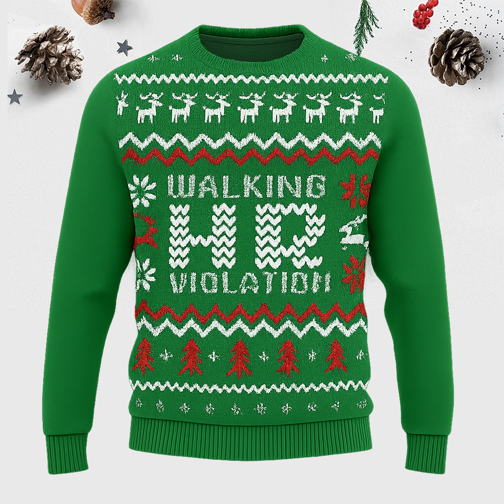 Maturelion Xmas Walking HR Violation Christmas Sweater