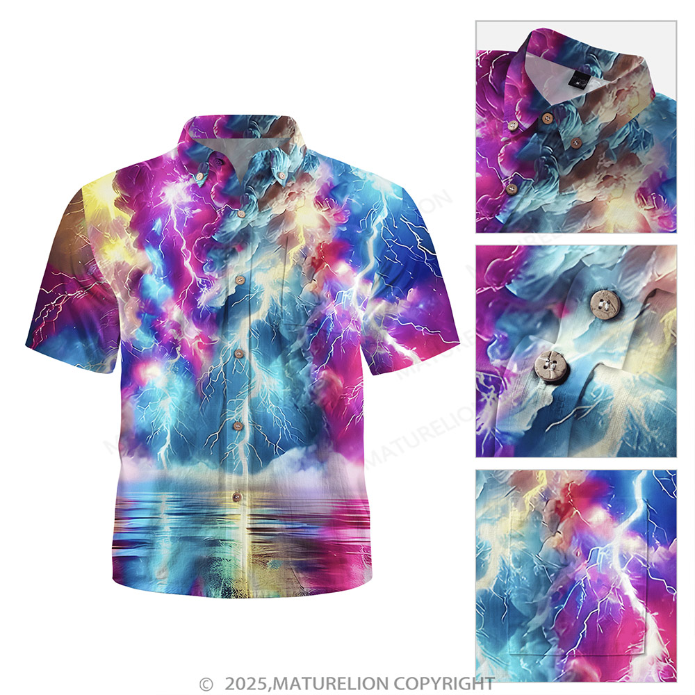 Matreulion Men's Aloha Shirts Rainstorm Hawaiian Shirt