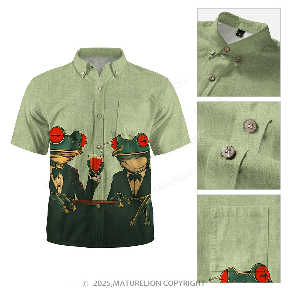 Maturelion Men's Aloha Shirts Animal Graphic Art Print Hawaiian Shirt