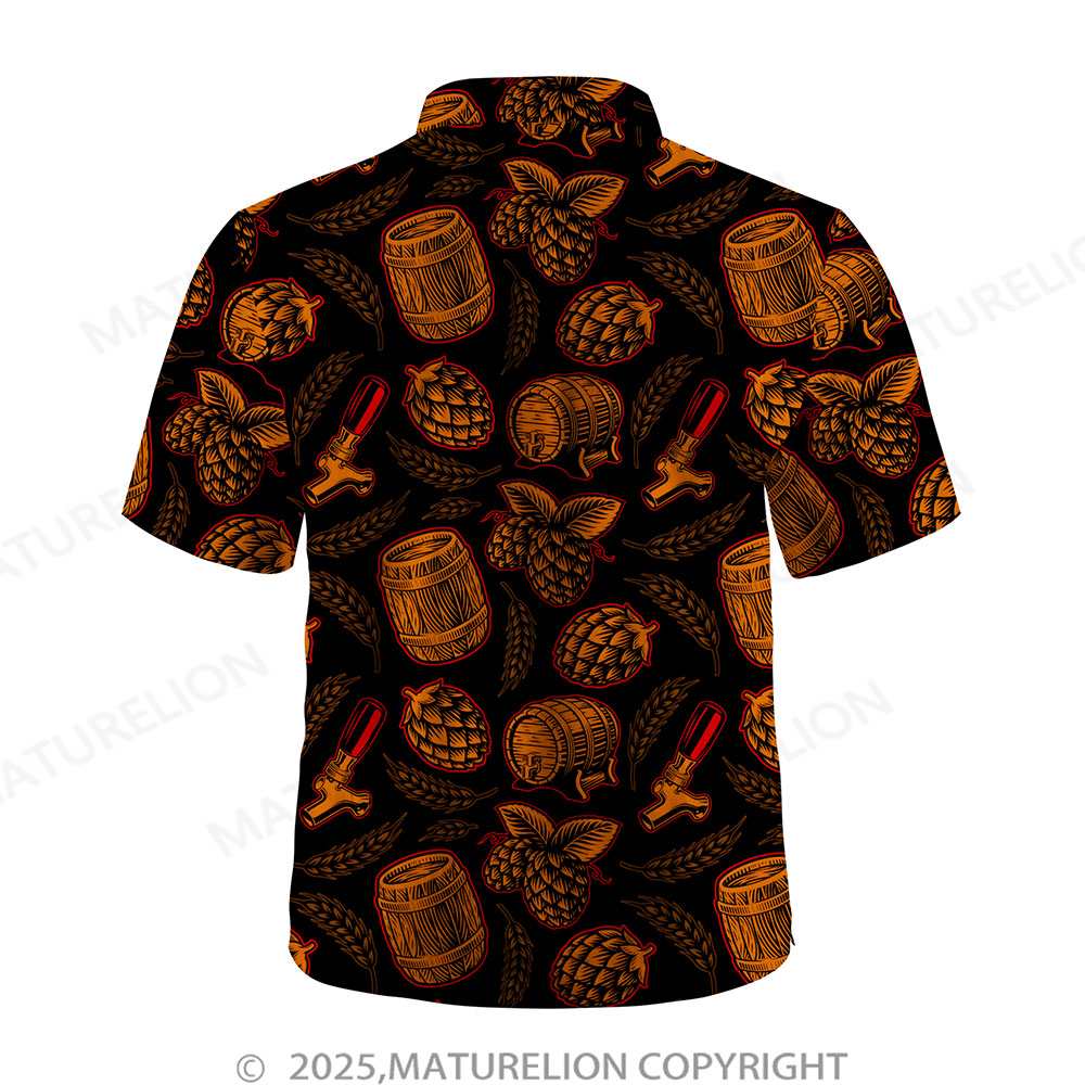 Maturelion Men's Hawaiian Shirt Palm Breeze Button Up Shirt