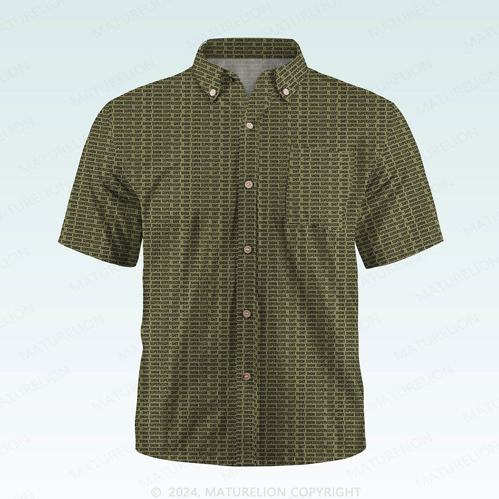 Maturelion Men's Button Pocket ShirtShit Show Supervisor Hawaiian Shirt