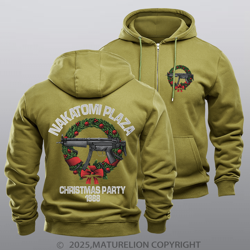 Maturelion Men's Hoodie Nakatomi Plaza Christmas Party Fleece Zipper Hoodie