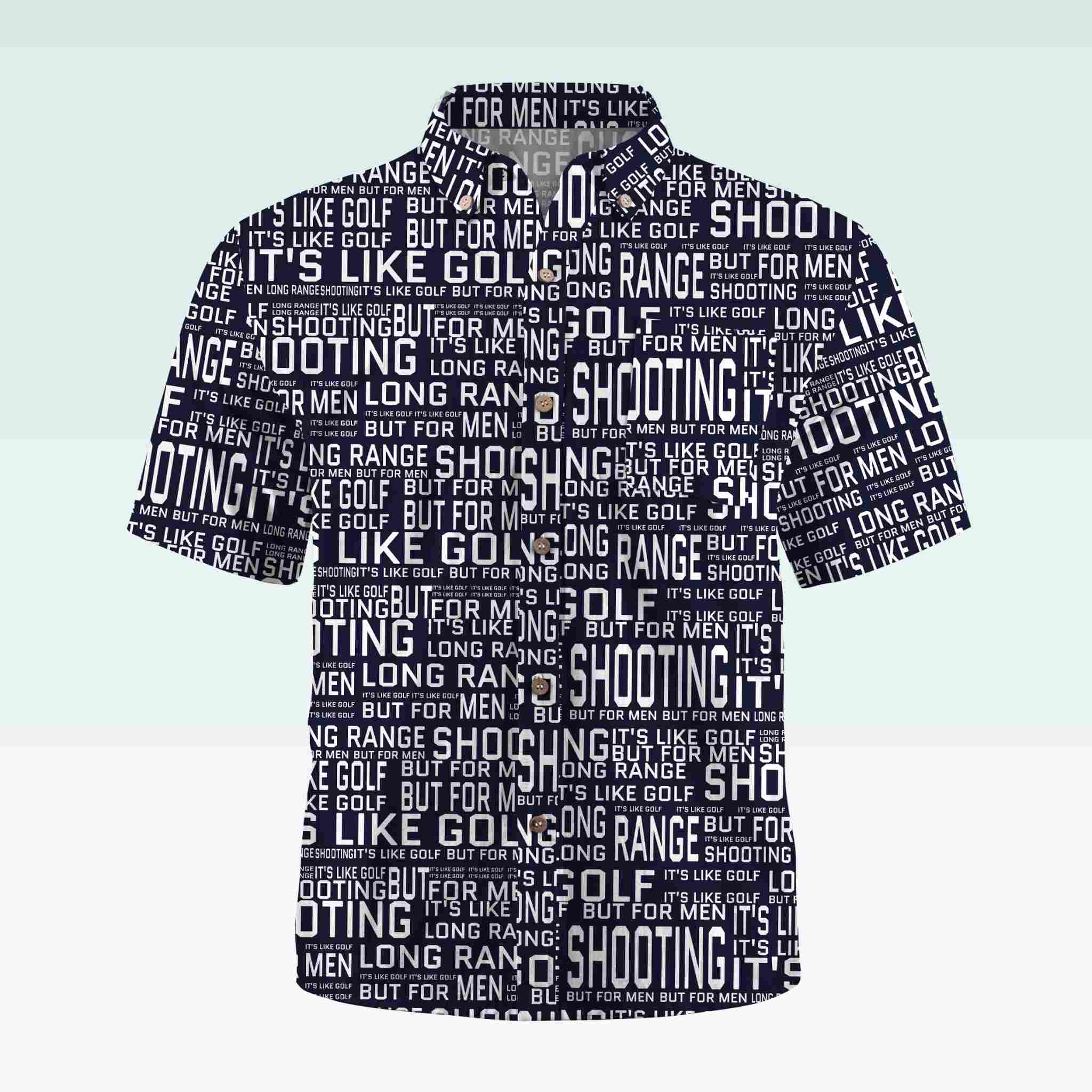 Maturelion Men's Button Pocket ShirtLong Range Shooting It's Like Golf But For Men Hawaiian Shirt