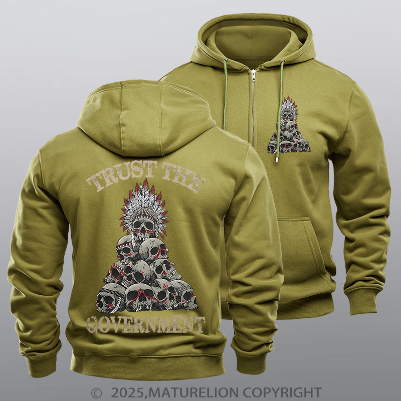 Maturelion Men's Hoodie Men's Hoodie Trust The Government Fleece Zipper Hoodie