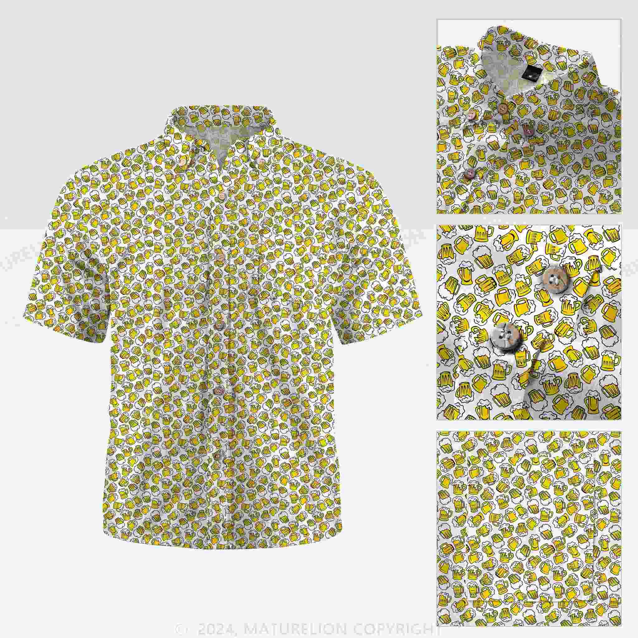 Maturelion Men's Button Pocket ShirtLiquor Funny Hawaiian Shirt