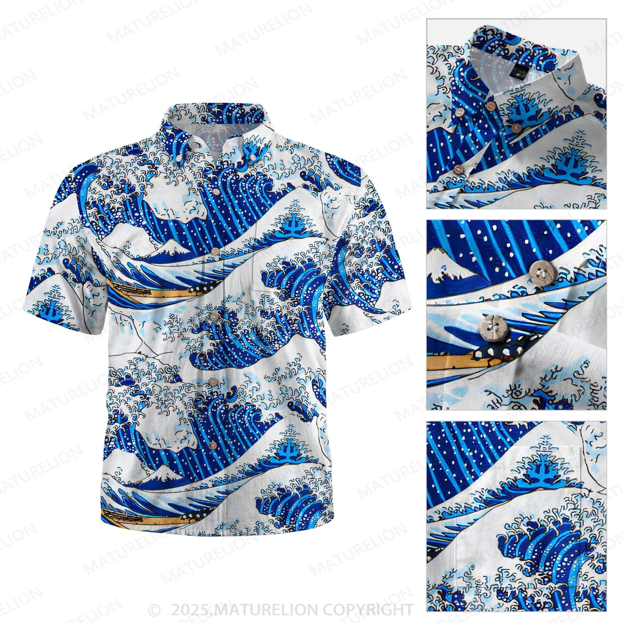 Maturelion Great Wave off Kanagawa Hawaiian Shirt