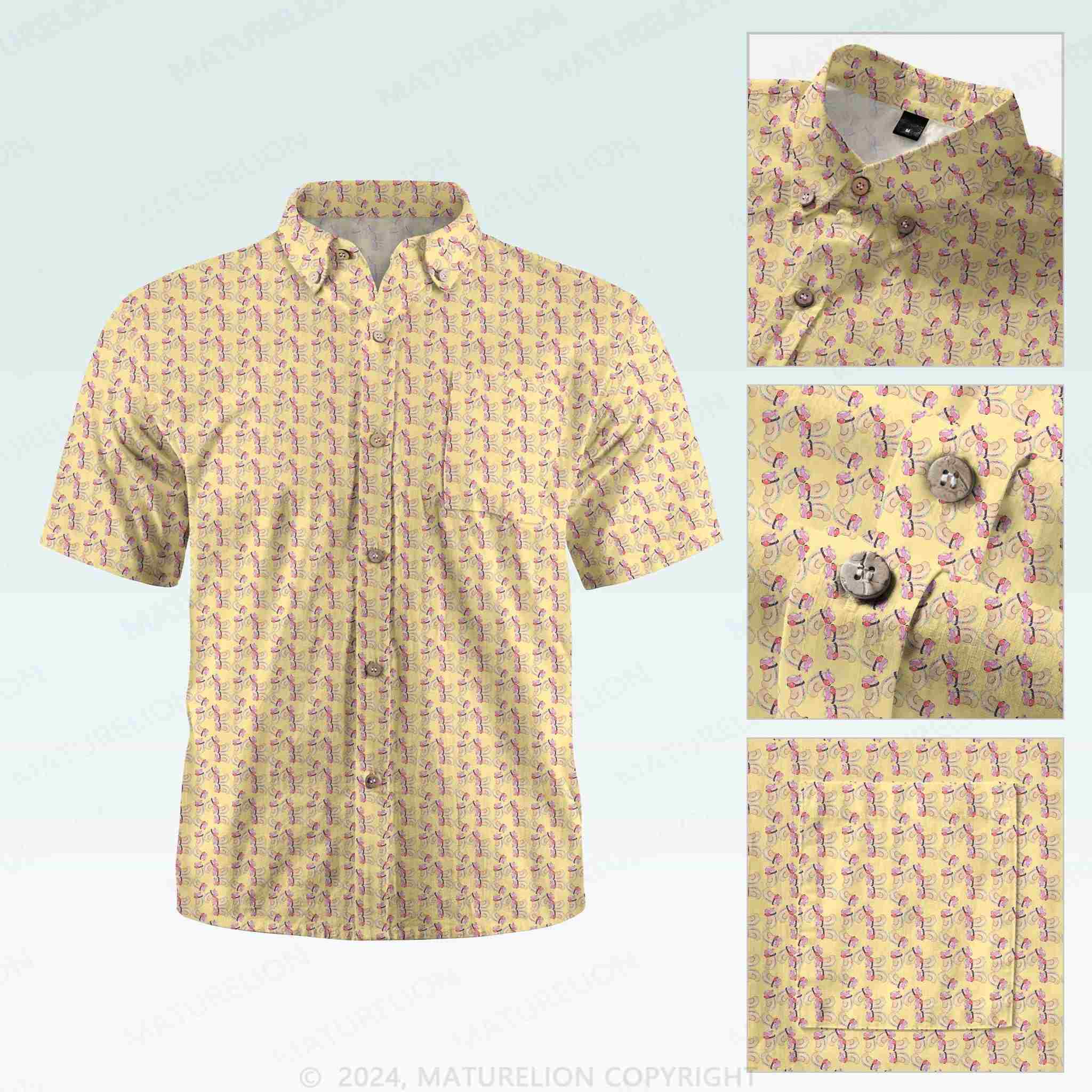 Maturelion Men's Button Pocket ShirtInnuendo Beach Hawaiian Shirt