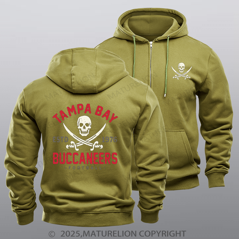 Maturelion Super Bowl Hoodie Retro Tampa Bay Buccaneers by Buck Fleece Zipper Hoodie