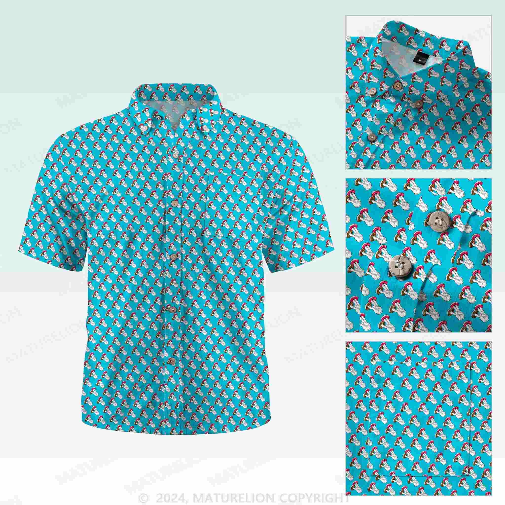 Maturelion Men's Button Pocket ShirtVintage Beach Hawaiian Shirt