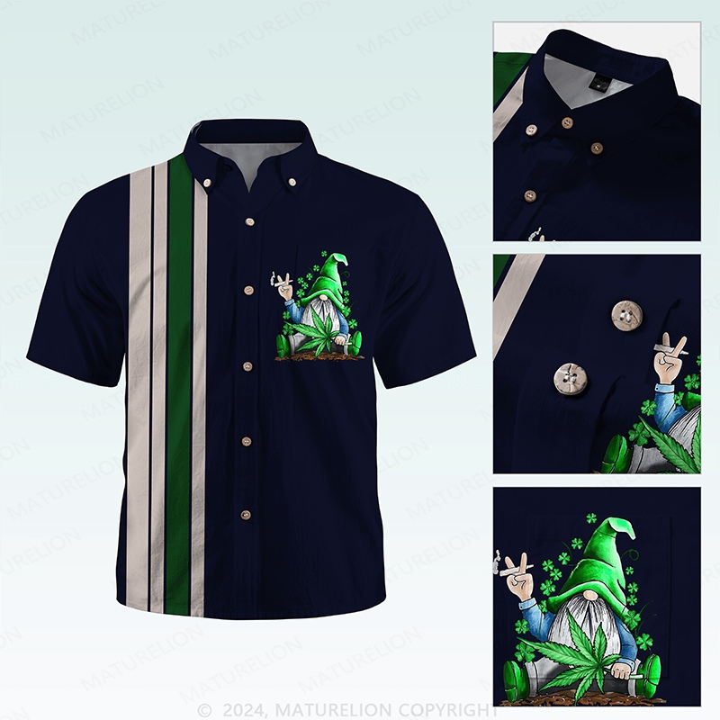 Maturelion St. Patrick's Button Pocket ShirtLucky Tropical Vibes from the 50s Hawaiian Shirt