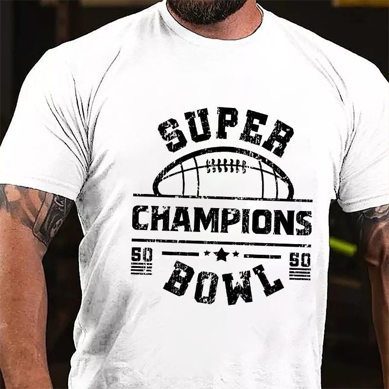Super Bowl Champions Graphic Cotton T-shirt-Maturelion