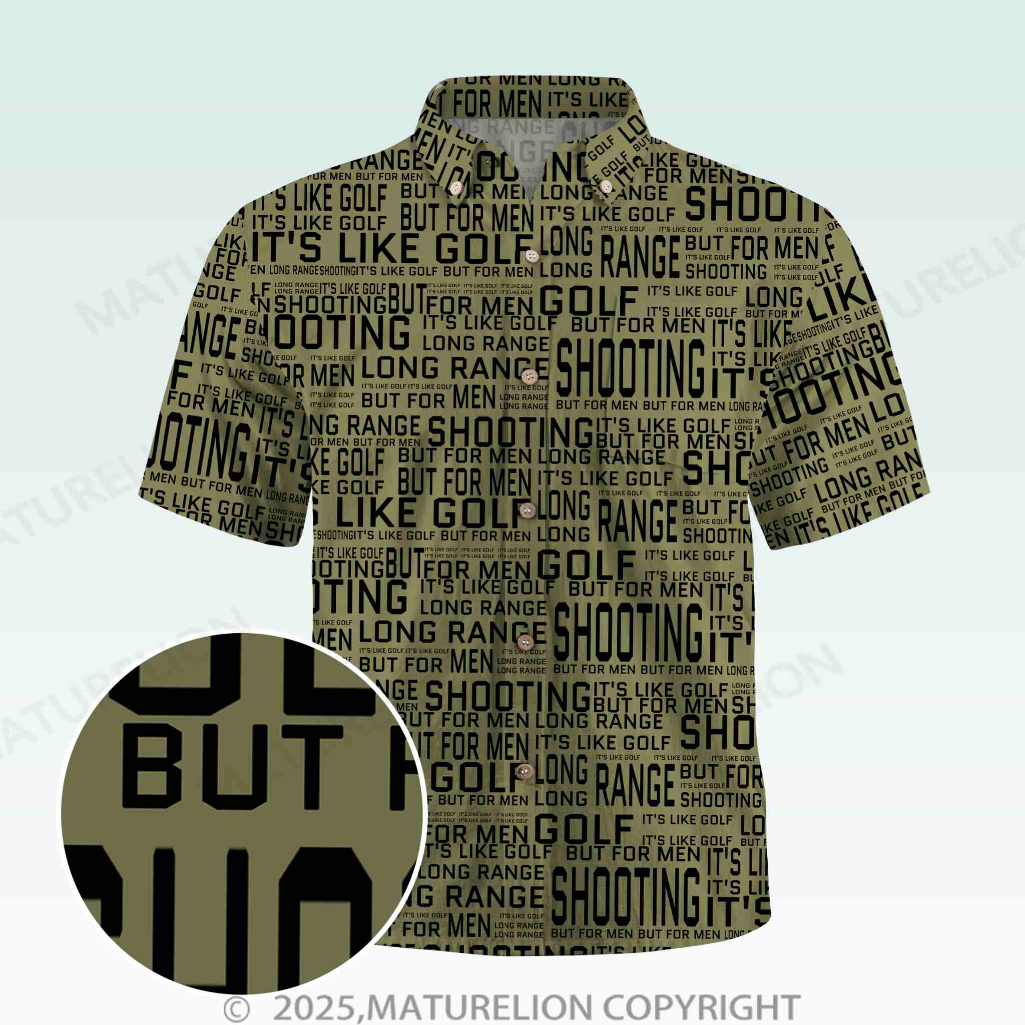 Maturelion Men's Button Pocket ShirtLong Range Shooting It's Like Golf But For Men Hawaiian Shirt