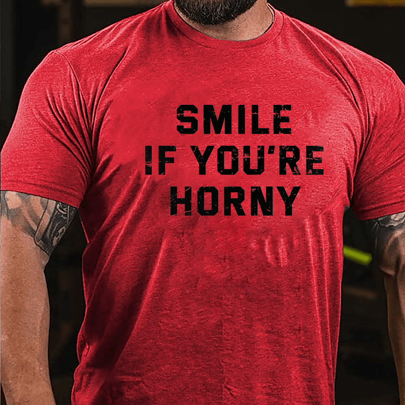 Smile If You're Horny Cotton T-shirt-Maturelion