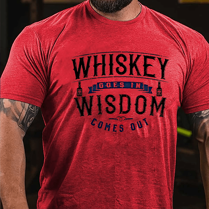 Whiskey Goes In Wisdom Comes Out Men's Drinking Cotton T-shirt (Free Customization)-Maturelion