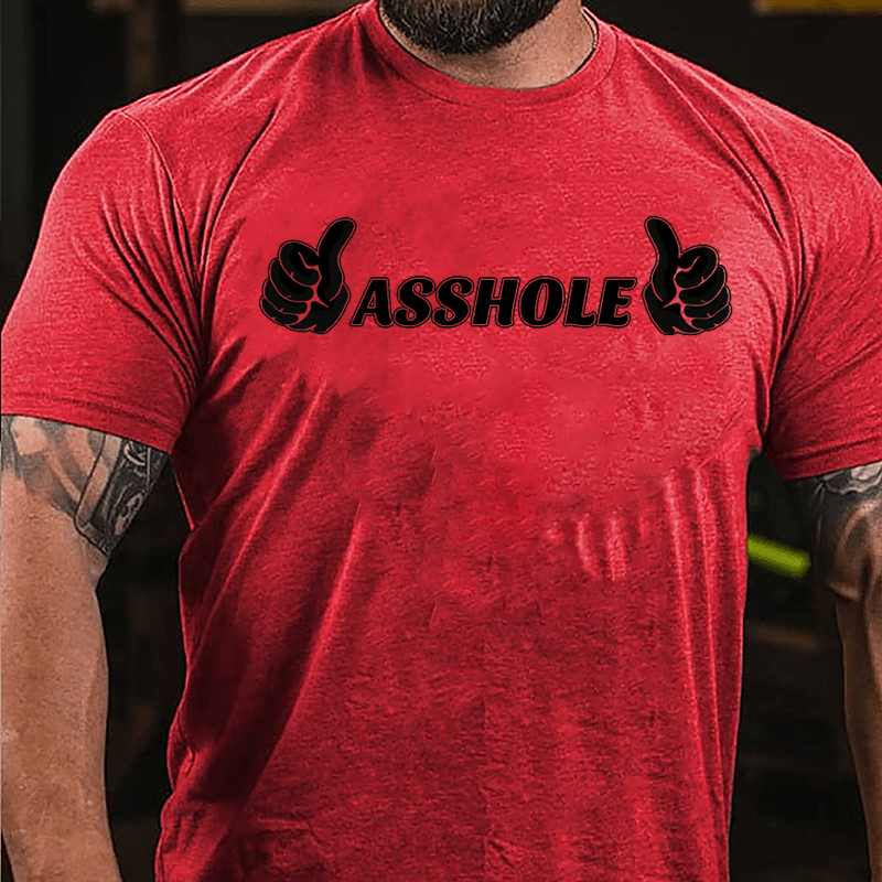 Asshole Two Thumbs Up Cotton T-shirt-Maturelion