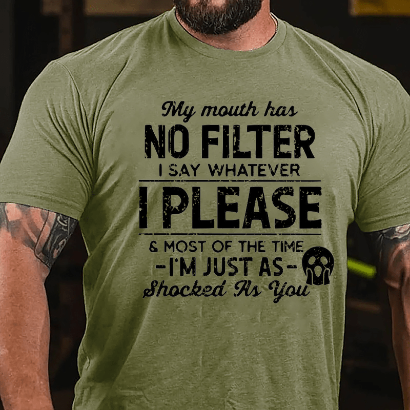 My Mouth Has No Filter I Say Whatever I Please And Most Of The Time I'm Just As Shocked As You Cotton T-shirt-Maturelion