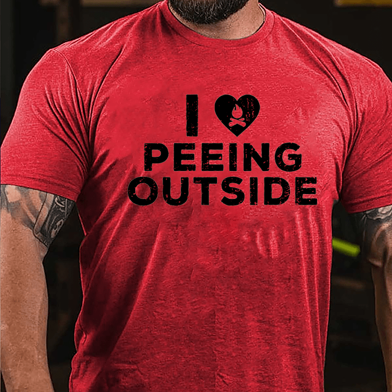 I Love Peeing Outside Cotton T-shirt-Maturelion
