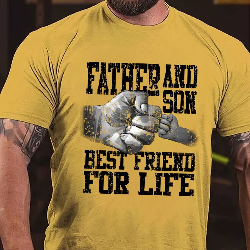 Father And Son Best Friend For Life Cotton T-shirt-Maturelion