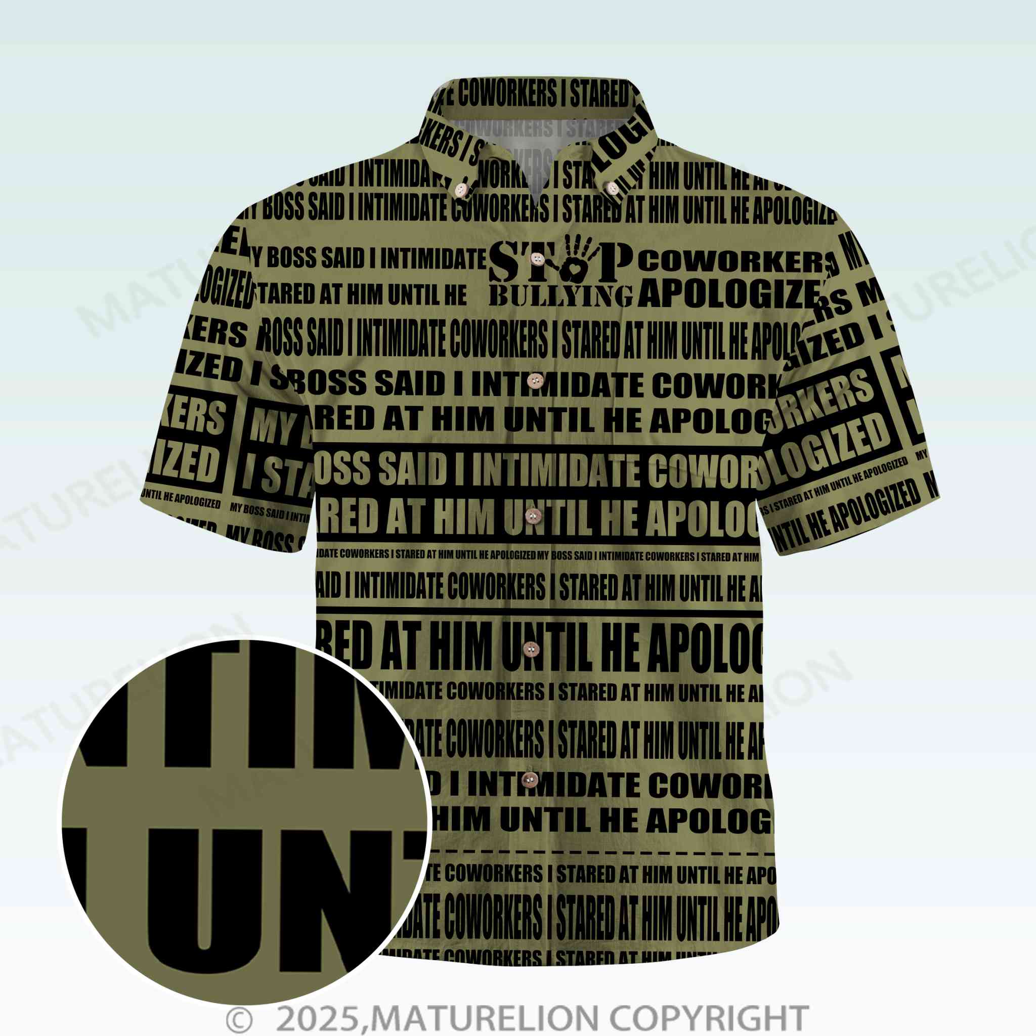 Maturelion Men's Button Pocket ShirtMy Boss Said I Intimidate Coworkers I Stared At Him Until He Apologized Hawaiian Shirt