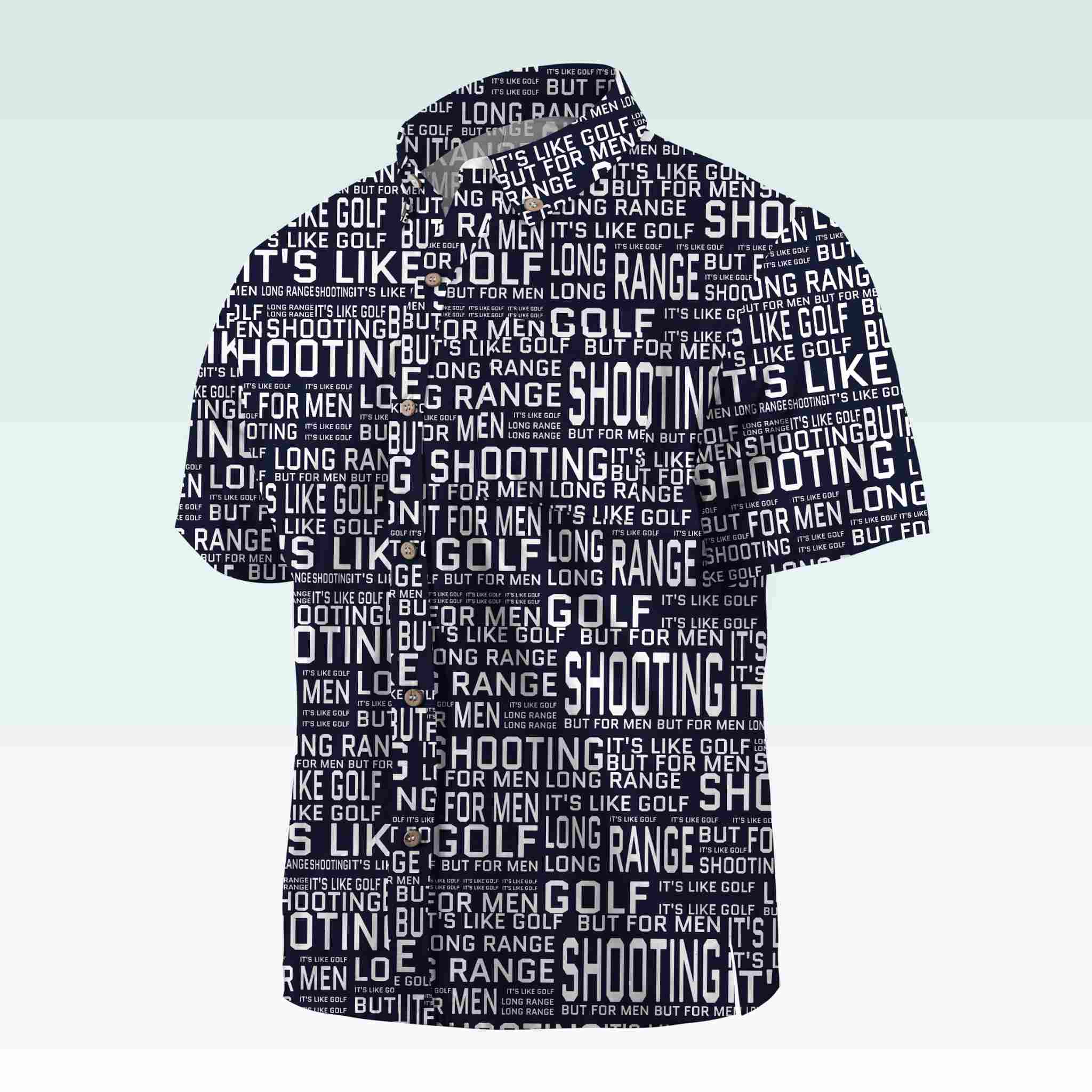Maturelion Men's Button Pocket ShirtLong Range Shooting It's Like Golf But For Men Hawaiian Shirt